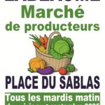 Marché de producteurs, les mardis du 16/06 au 08/09 place du Sablas